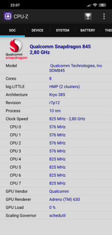 pregleda Xiaomi Pocophone F1: CPU-Z