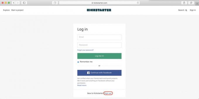 Kako kupiti na Kickstarter: klik Registracija!