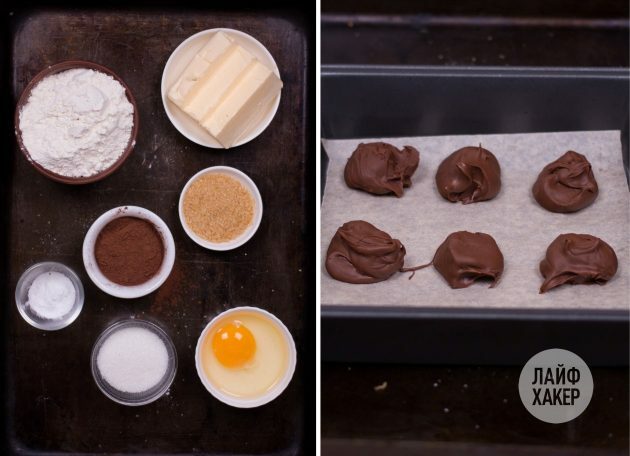 Pripravite sestavine za piškote s čokoladnim fondantom: 