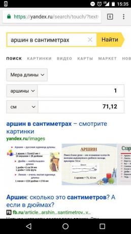 "Yandex": prenos iz ene vrednosti v drugo