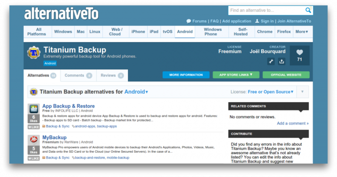 alternativeto.net - aplikacije za Android brezplačno