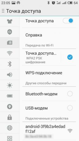 Kako razdeliti internet iz telefona Android: Poiščite oznako podmeni kot "privezana" ali "dostopno točko"
