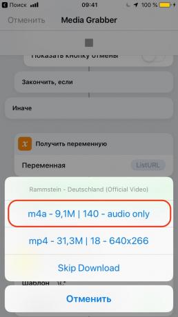 Kako prenesti glasbo iz YouTube z aplikacijo za iOS: Vnesite obliki M4A