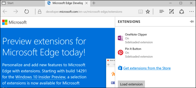 Microsoft Edge razširitve Windows 10 obletnica Update