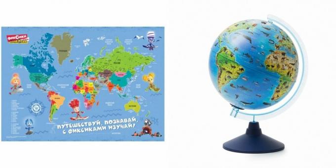 Darila za fanta 5 let na njegov rojstni dan: zemljevid sveta ali globus