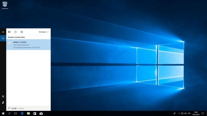 Iskanje v operacijskem sistemu Windows 10. fuzzy iskanje
