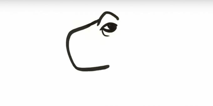Kako risati dinozavra: narišite obrv in oko
