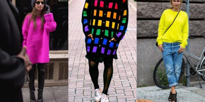 Modna puloverji in jopice, 2018-2019: občutljivo neon