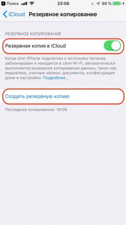 Konfiguracija Apple iPhone: Konfiguracija varnostne kopije