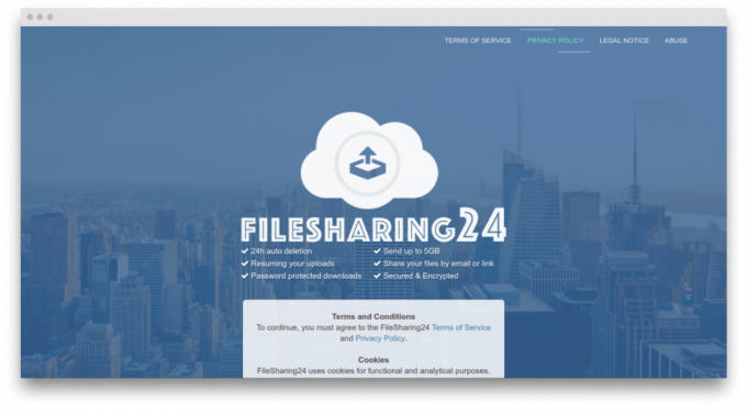 FileSharing24 zaslon