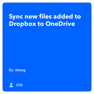 IFTTT Recept: Sync Dropbox za OneDrive povezuje varno shrambo za onedrive