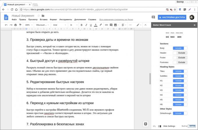 Google Docs dodatki: Boljše Štetje besed