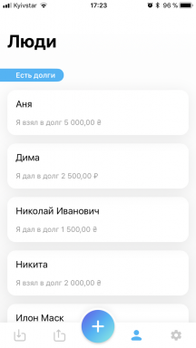"Nadzor dolga" za iOS - priročen evidenca vseh svojih dolžnikov in posojil (risba je zaključena)
