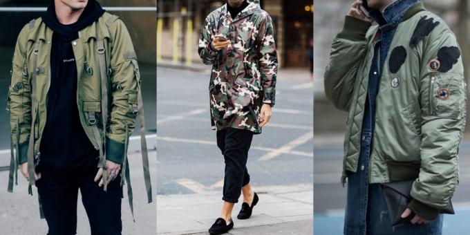 Poletje prodaja oblačil in obutve za moške: vojaško-style jakna