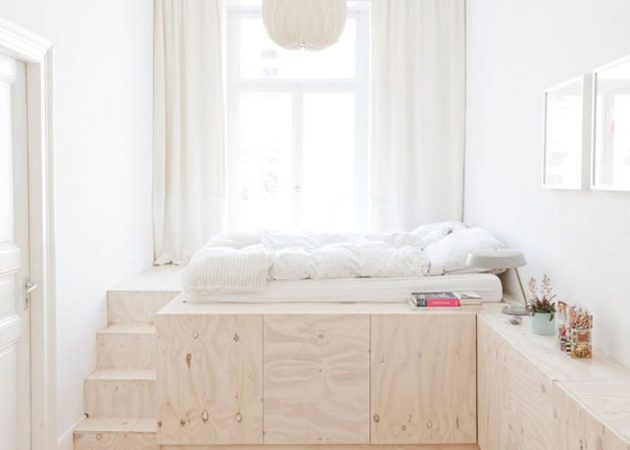 Ozka spalnica: prostor za shranjevanje pod posteljo