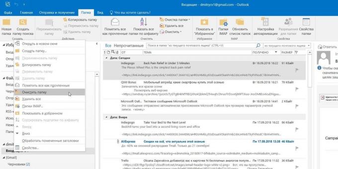 Microsoft Outlook: Čiščenje mape