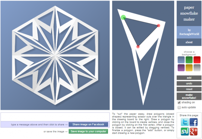 Spletna storitev PaperSnowflake pomaga predstavljati, kako bo izgledal snežinke papirja